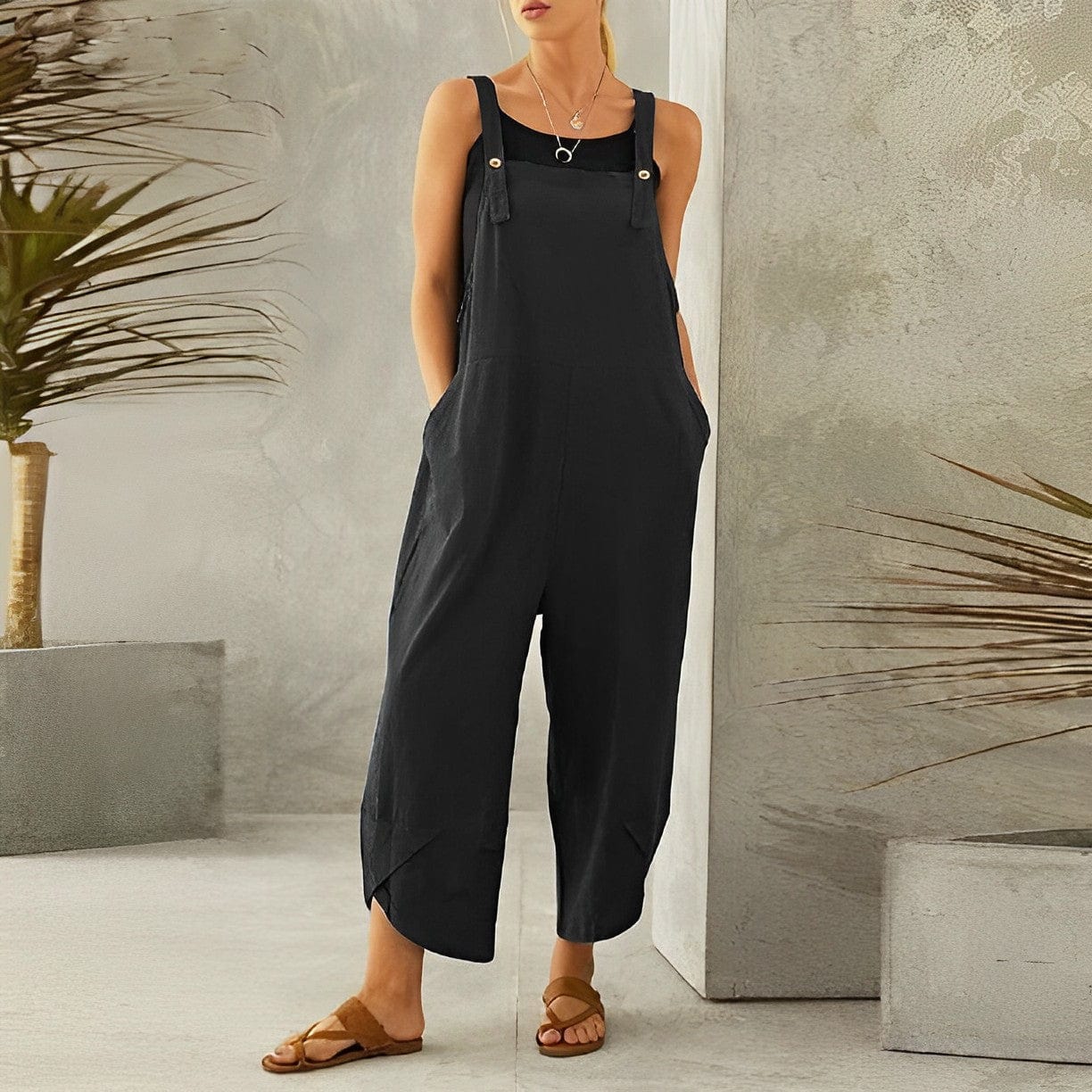 dames Relaxed Linnen Dungarees
